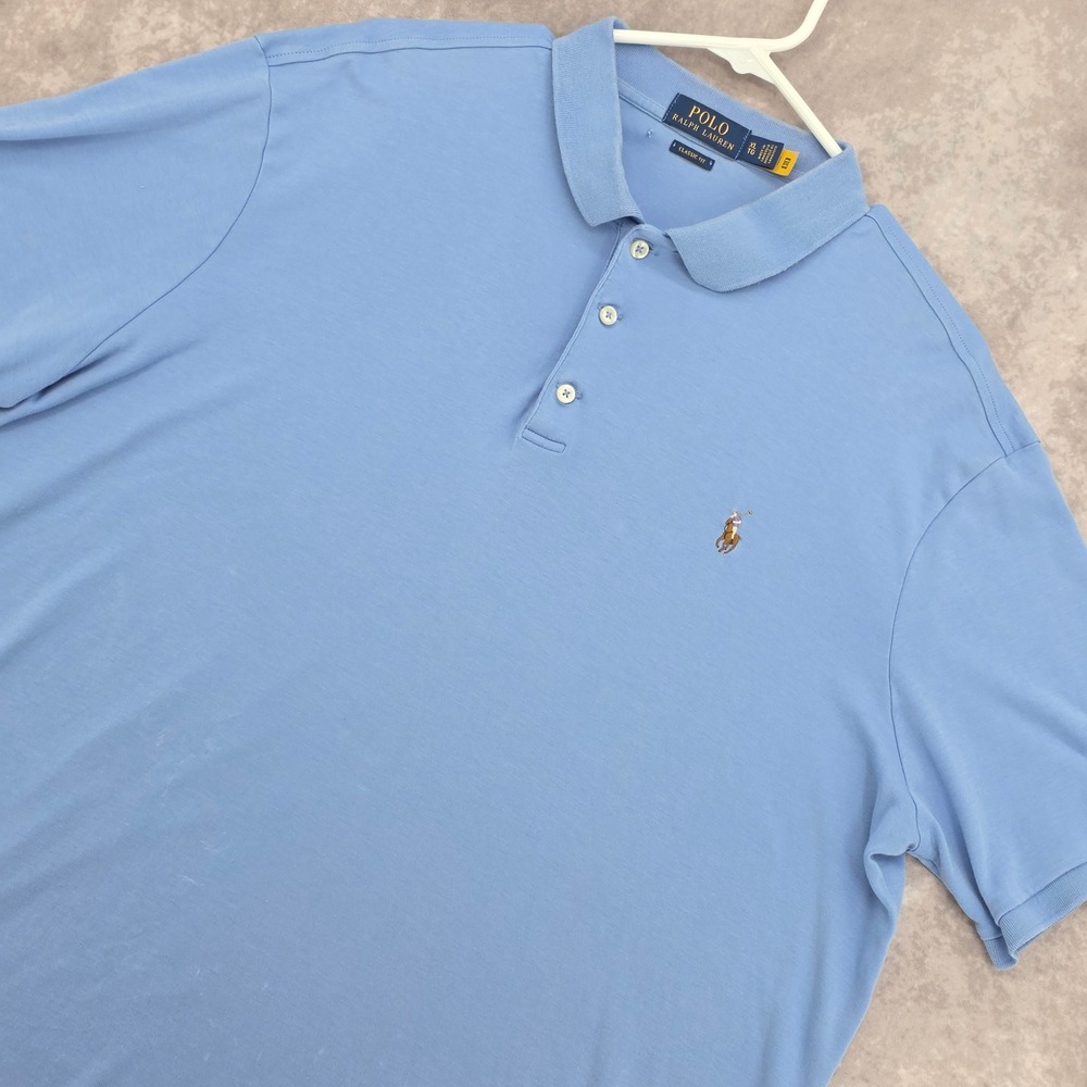 Polo Ralph Lauren Mens XL Classic Fit Pima Cotton Polo Shirt Blue Flesh Pony